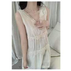 批发2026春季新款韩系前后两穿蕾丝拼接宽松背心<b class='q'>连衣裙</b>