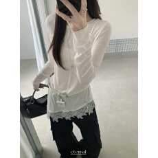 批发秋上新 韩女<b class='q'>街头</b>时暑感假两件 蕾丝吊带拼接一手长打底衫小衫