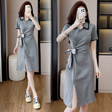 批发实拍2026夏季新款胖MM设计感短袖洋气减龄气质连衣裙<b class='q'>时尚</b>显瘦裙子