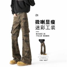 批发原宿<b class='q'>日系</b>气质<b class='q'>复古</b>迷彩多口袋休闲裤无品牌ins新款潮流流行慵懒