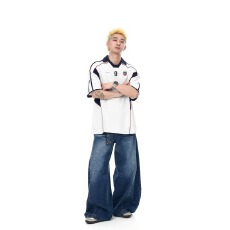批发美式设计感运动短袖男女夏季潮青少年撞色半袖印花Polo<b class='q'>衫</b><b class='q'>情侣</b><b class='q'>T</b>恤