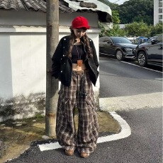 批发新款辣妹宽松休闲裤男女生韩版潮流百搭<b class='q'>裤子</b>情侣坠感阔腿拖地长裤