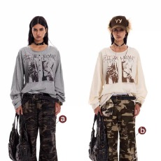 批发美式长袖<b class='q'>t</b><b class='q'>恤</b>男女生打底衫纯棉体恤ins春夏港风印花宽松潮流上衣