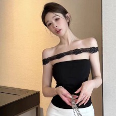 批发新款抹胸性感纯欲风辣妹性蕾丝花边上衣外穿甜妹T恤ins<b class='q'>夜店</b>体恤