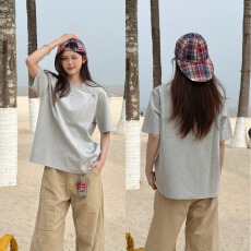 批发拼接荆棘刺绣纯棉t恤男女ins夏季铆钉设计感<b class='q'>情侣</b><b class='q'>短袖</b>重磅半袖体恤