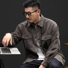 批发春秋灯芯绒<b class='q'>衬衫</b>男女长袖潮牌港风设计感<b class='q'>衬衣</b>情侣痞帅小众宽松外套