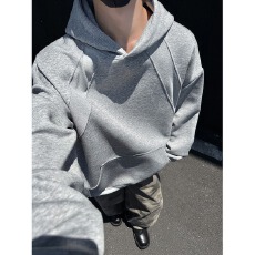 批发街头风连帽套头卫衣男女春秋宽松设计感美式情侣<b class='q'>外套</b>学生套头上衣