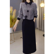 批发秋冬时尚减龄高档<b class='q'>上衣</b>+半身裙套装优雅气质休闲显瘦收腰两件装女