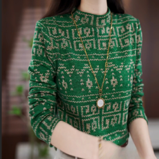 批发高档中老年半高领<b class='q'>宽松</b>印花亮片<b class='q'>长袖</b>打底衫冬季弹力单穿内搭上衣