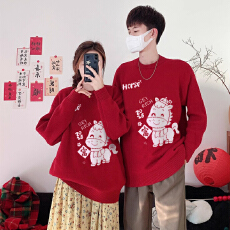 批发官图新年红色<b class='q'>情侣装</b>冬装毛衣女2026新款圣诞马年本命年<b class='q'>时尚</b>针织衫