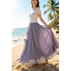 批发雪纺大摆半身裙女夏季a字裙伞裙加长裙海边度风假大摆长裙