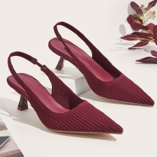 批发惠东代发<b class='q'>韩版</b>时尚2025年新款外穿尖头针织舒适高跟凉鞋