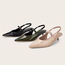 女士尖头纯色时尚简约百搭细跟高跟凉鞋要订做惠州代发