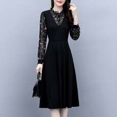 批发<b class='q'>大码</b>女装胖mm遮腹显瘦胖子打底连衣裙春秋长袖新款