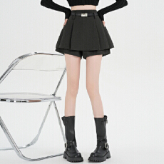 批发实拍 2025年<b class='q'>秋</b>冬新款高腰百搭通勤毛呢百褶裙半身裙短裙短裤裙裤