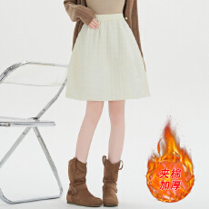 批发实拍2025秋冬菱形格加棉<b class='q'>半身裙</b>女韩版松紧腰新款a字百搭休闲短裙