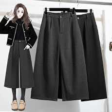 批发实拍大码百搭直筒毛呢裤2025年<b class='q'>秋</b>冬厚款高腰显瘦宽松八分阔腿裤子