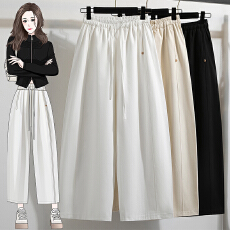 批发实拍大码欧货2026年春季日系小众休闲裤女宽松显瘦直筒阔腿九分裤