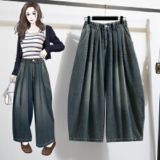 批发实拍高街美式灯笼牛仔裤女潮ins梨形身材<b class='q'>冬</b>季高腰宽松阔腿裤女