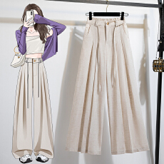 批发实拍大码轻氧垂垂裤 天丝亚麻阔腿松弛休闲裤<b class='q'>春</b>夏长裤拖地裤女