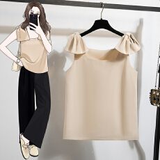 批发实拍法式高级感轻奢减龄洋气宽松设计感小众白色蝴蝶结无袖上衣夏