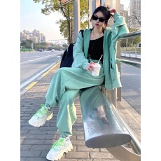 批发2025纯棉运动套装女秋冬<b class='q'>韩版</b>学生宽松时尚小个子休闲两件套跑步服