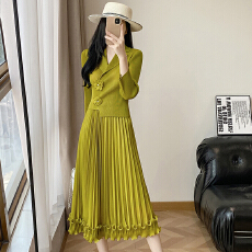 批发三宅2026春新款小香风收腰显瘦时尚花朵气质名媛<b class='q'>大码</b>木耳边连衣裙