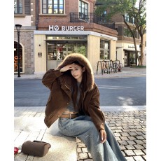 批发实拍实价~美式复古可拆卸毛领棉服冬款加厚<b class='q'>外套女</b>