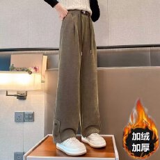 批发<b class='q'>女童</b>秋<b class='q'>冬</b>裤子2025新款一体加绒儿童阔腿裤中大童冬季休闲直筒<b class='q'>长裤</b>