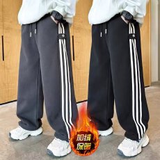 批发加绒男童春秋运动裤直筒宽松新款大童儿童卫裤休闲长裤百搭初中生
