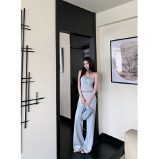 批发实拍实价  韩系慵懒柔软亲肤系带抹胸背心上衣裤子<b class='q'>套装</b>