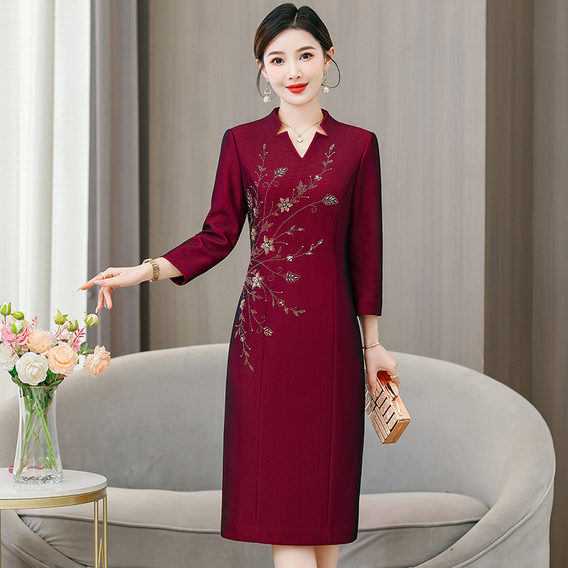 MY13459# 礼服年轻妈妈礼服新款喜婆婆婚宴装女裝貨源服裝批發