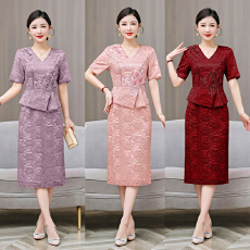 批发5813#2026新款婚礼妈妈婚宴礼服喜婆婆装敬酒<b class='q'>连衣裙</b>修身夏