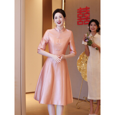 批发5816#2026新款婚礼妈妈婚宴<b class='q'>礼服</b>喜婆婆装敬酒连衣裙修身夏