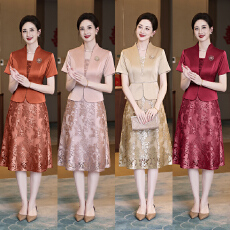 批发5818#2026新款婚礼<b class='q'>妈妈</b>婚宴礼服喜婆婆装敬酒连衣裙修身夏