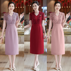 批发5828#2026新款婚礼妈妈婚宴礼服喜婆婆装敬酒连衣裙修身夏