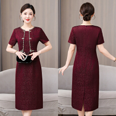 批发5830#2026新款婚礼妈妈婚宴礼服喜婆婆装敬酒<b class='q'>连衣裙</b>修身夏