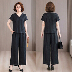 批发5860#2026新款夏季显瘦宽松香云纱两件套优雅气质时尚妈妈真丝