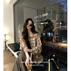 批发陈佳楠幂式人生<b class='q'>衬衫</b>R.I3改良版格纹<b class='q'>衬衫</b> yb1:1复刻印花