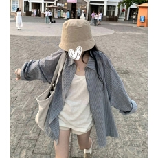 批发理理芋头 好货亚麻棉‘超绝松弛感男友风百搭宽松条纹<b class='q'>长袖</b><b class='q'>衬衫女</b>