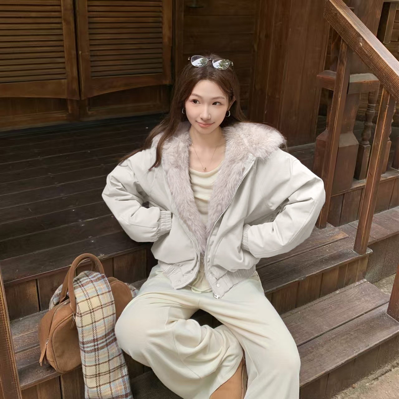 실사 국가 트렌디 좌 산 조각 플리스 후드 면 의류 2025 겨울 아메리칸 cleanfit 디자인 센스 두꺼운 면 옷