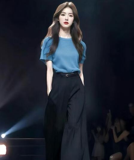 2026 패션 세트 품격 슬림해 보이는 출퇴근 바람 빛 요리 한 긴 바지 하이웨이스트 캐주얼 바람 맨위 프랑스식 세트