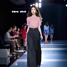 批发出游穿搭女装千金清冷感贵系洋气衣服2026粉色上衣阔腿裤小众套装