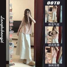 批发韩系少女休闲<b class='q'>运动服</b>套装夏季慵懒<b class='q'>显瘦</b>松弛感无袖背心半身裙两件套