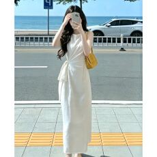 批发法式白色无袖背心连衣裙子女2026<b class='q'>新款</b>夏季海边度假高级感气质长裙