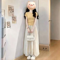 批发法式<b class='q'>甜美</b>黄色短袖连衣裙女夏季2026新款巨好看穿搭一整套长裙套装