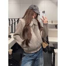 批发2026冬季新款年轻时尚环保<b class='q'>皮草</b>毛毛外套女<b class='q'>短款</b>小个子针织袖可拆卸