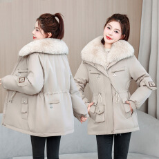 批发实拍2026冬季新款大毛领派克服女<b class='q'>中长款</b>加绒加厚宽松大码棉衣外套