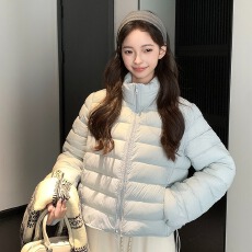 批发实拍轻薄韩版宽松棉衣2026新款<b class='q'>羽绒服</b><b class='q'>女</b>排骨泡芙短款立领棉服外套