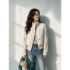 批发同行勿上实拍2026针织拼接短款立领羽绒棉服女冬季加厚小棉袄外套